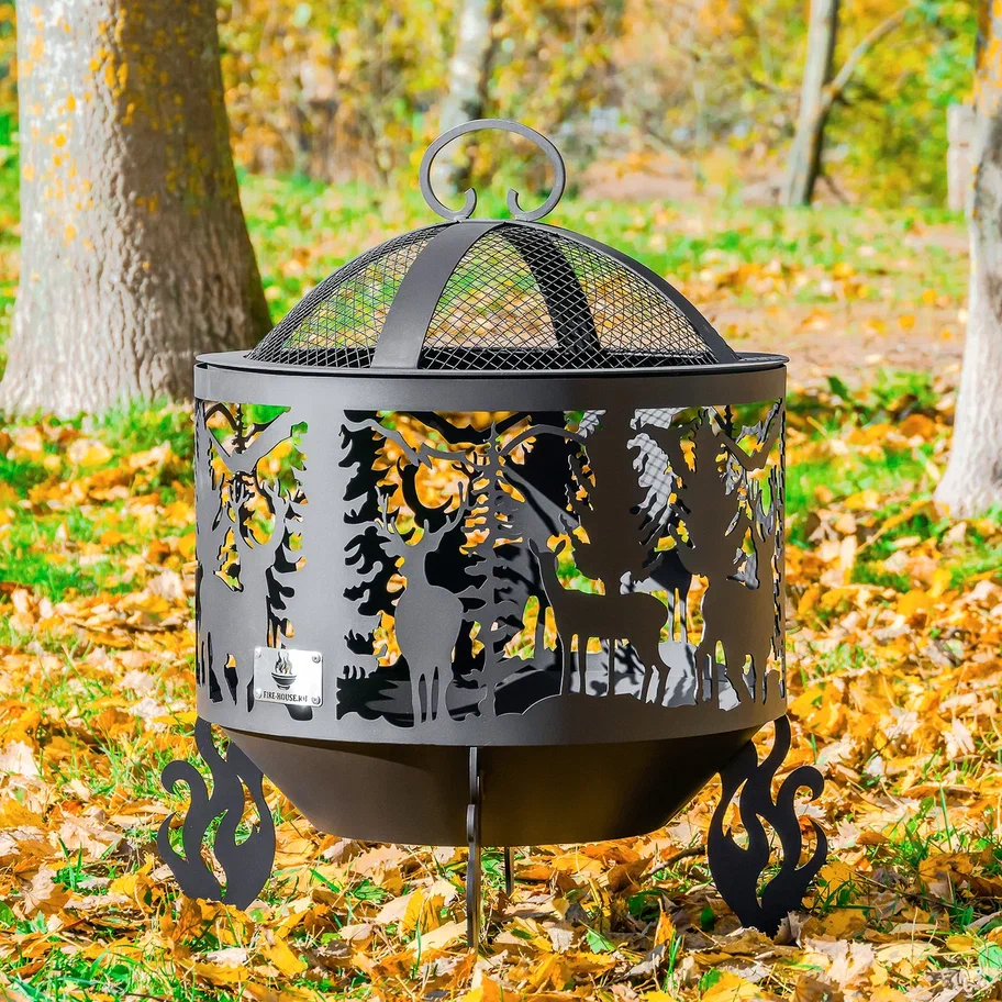 Костровая чаша "Олени" D800 коническое дно  купить в Санкт-Петербурге