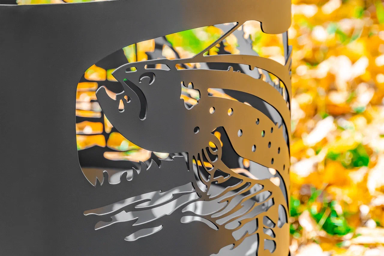 Костровая чаша "Охота и рыбалка" D800 коническое дно купить в Санкт-Петербурге