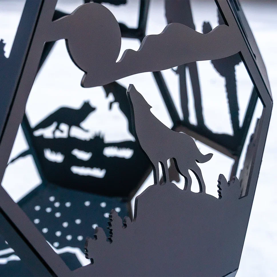 Костровая чаша "Волки" D600 коническое дно купить в Санкт-Петербурге