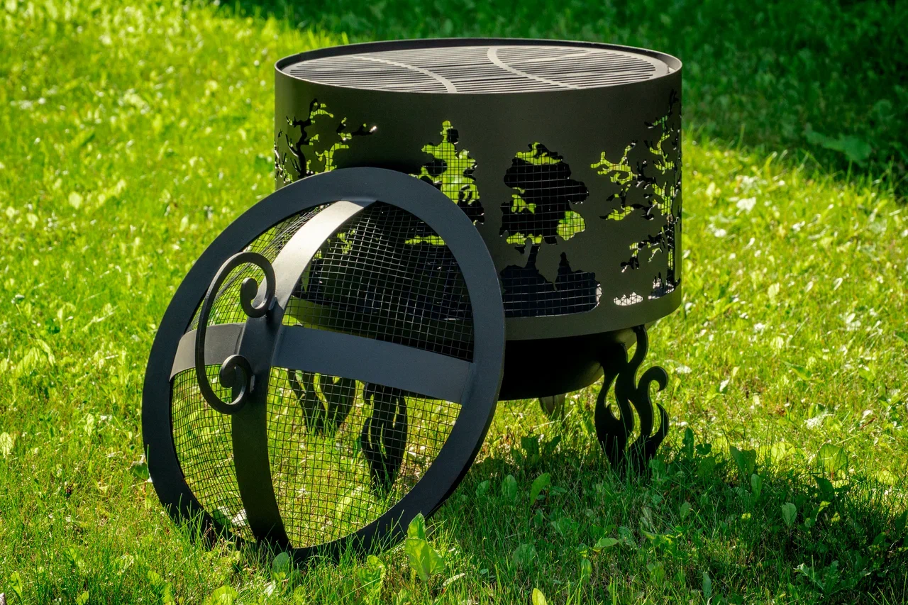 Костровая чаша "Деревья" D800 с защитной сварной сеткой  купить в Санкт-Петербурге