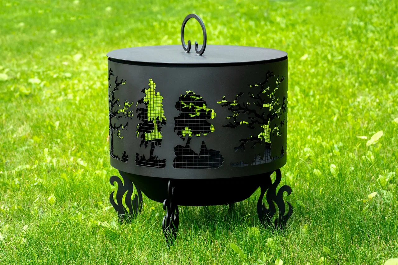 Костровая чаша "Деревья" D600 с защитной сварной сеткой  купить в Санкт-Петербурге