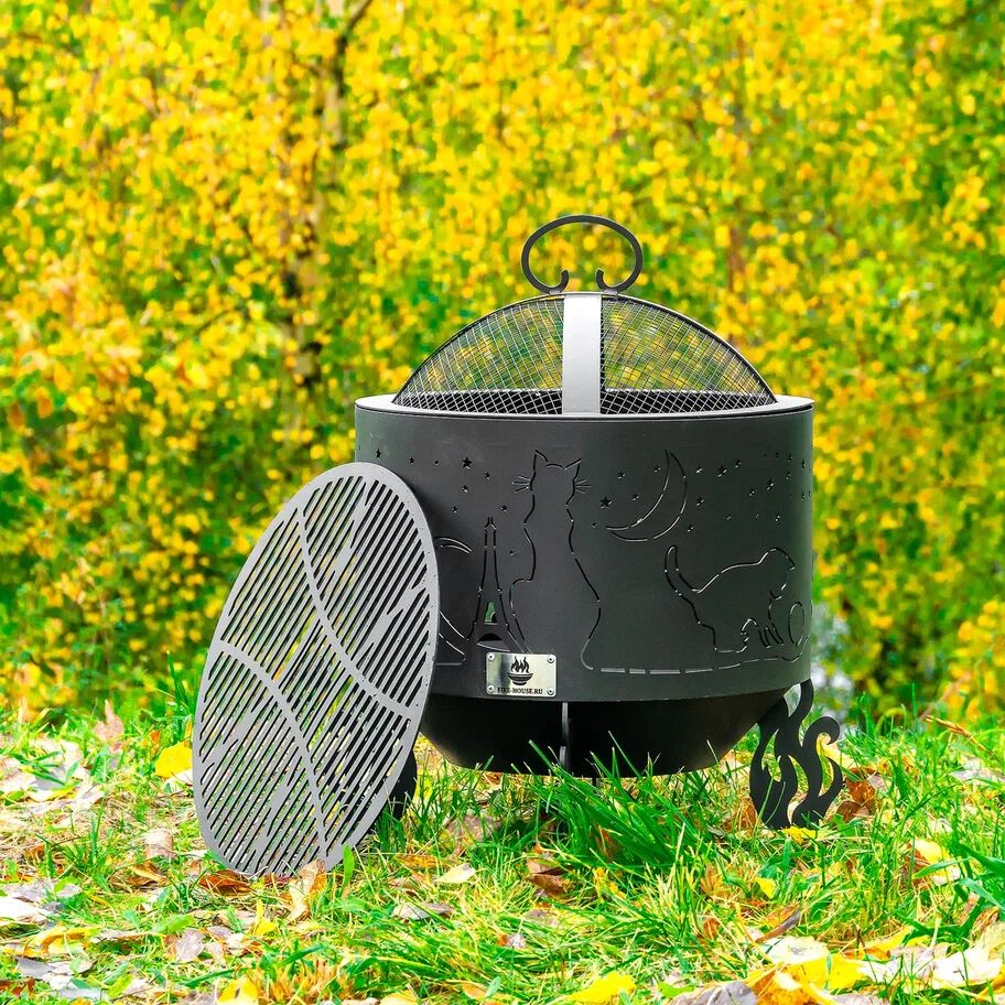 Костровая чаша "Коты и звезды" D1000 коническое дно купить в Санкт-Петербурге