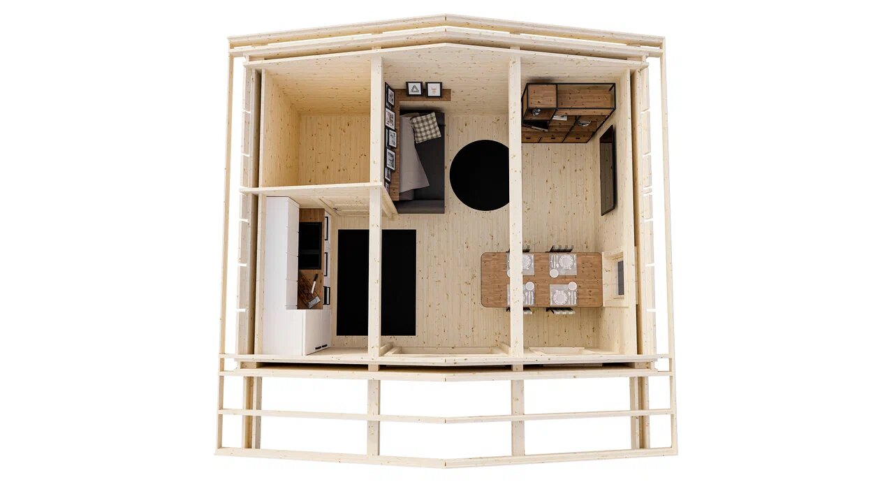 Дом дачный 21 двойной брус Комфорт (брус 44мм) ТН купить в Санкт-Петербурге