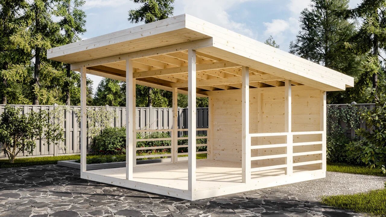 Беседка 18 односкатная Стандарт (брус 44 мм) ТН купить в Санкт-Петербурге