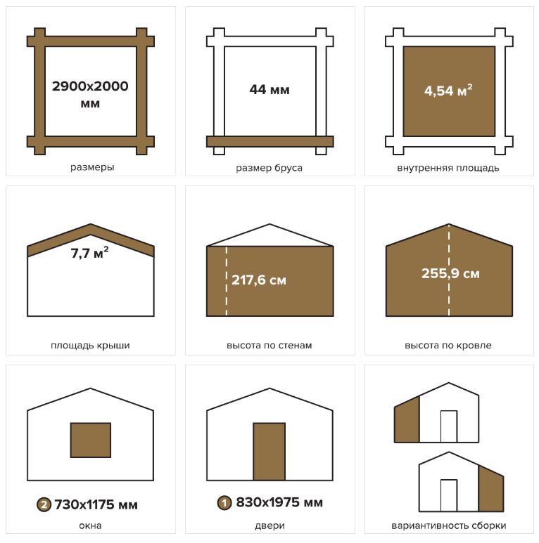 Дом садовый 4 Стандарт (брус 44мм) ТН купить в Санкт-Петербурге