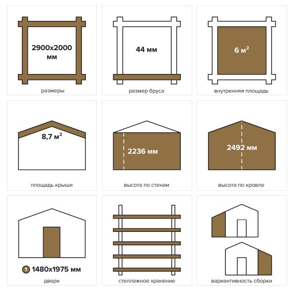 Хозблок 6 Стандарт (брус 44 мм) ТН купить в Санкт-Петербурге