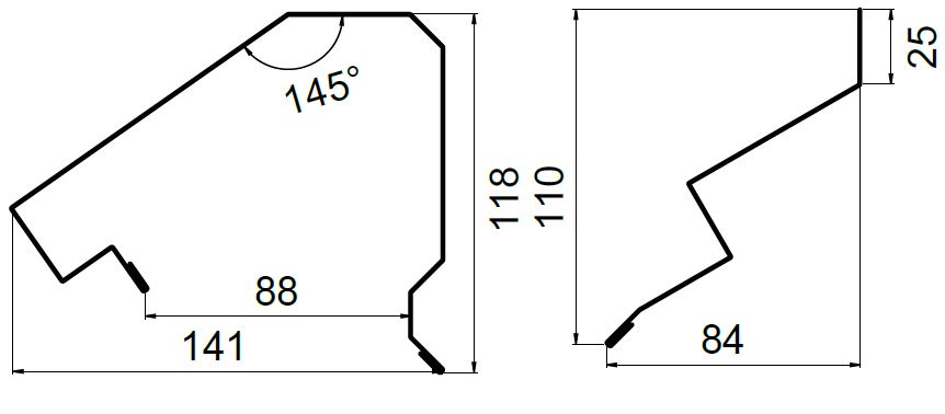 Коньковая планка для односкатной крыши Hyygge (комплект) чертеж