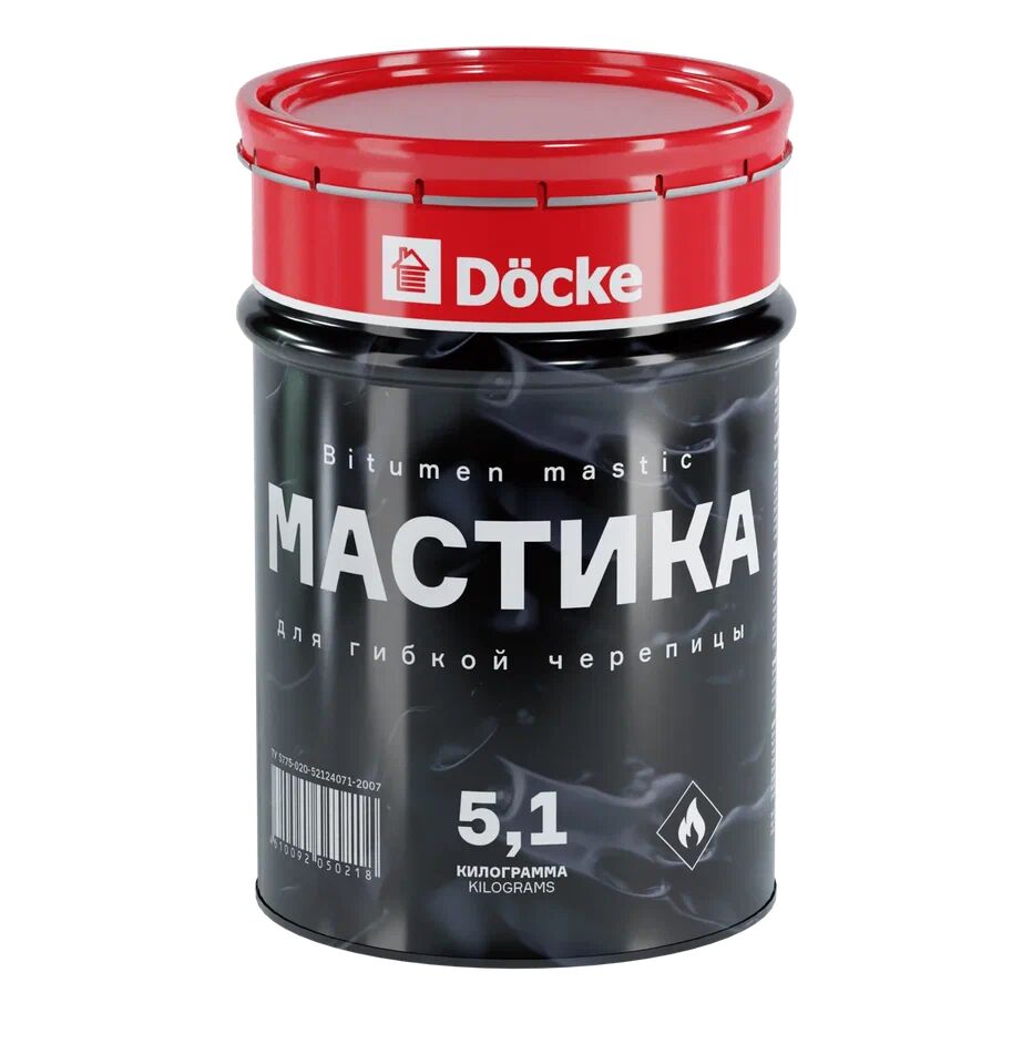 Мастика (клей) для гибкой черепицы 5л. (5,1кг) Docke купить в Москве