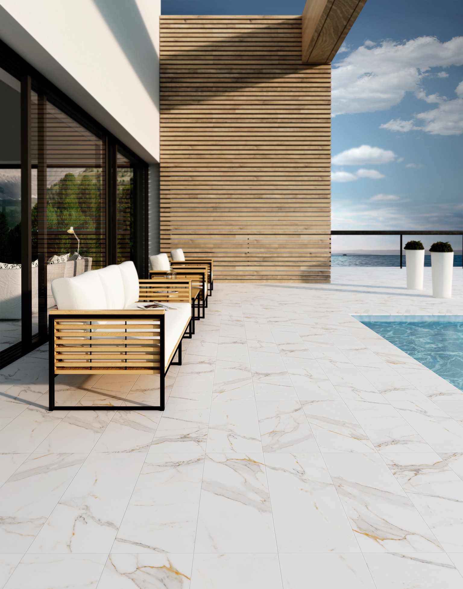 Ступень фронтальная Peldano Florentino Marbles Calacatta 33х120х1.2 матовая Exagres купить в Санкт-Петербурге