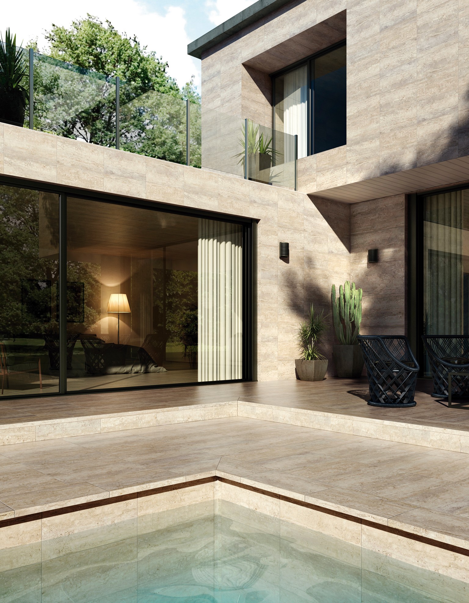 Плитка напольная клинкерная Marbles Travertino С1 60х120х0.92см матовая 2шт/1.44м2/уп Exagres купить в Санкт-Петербурге