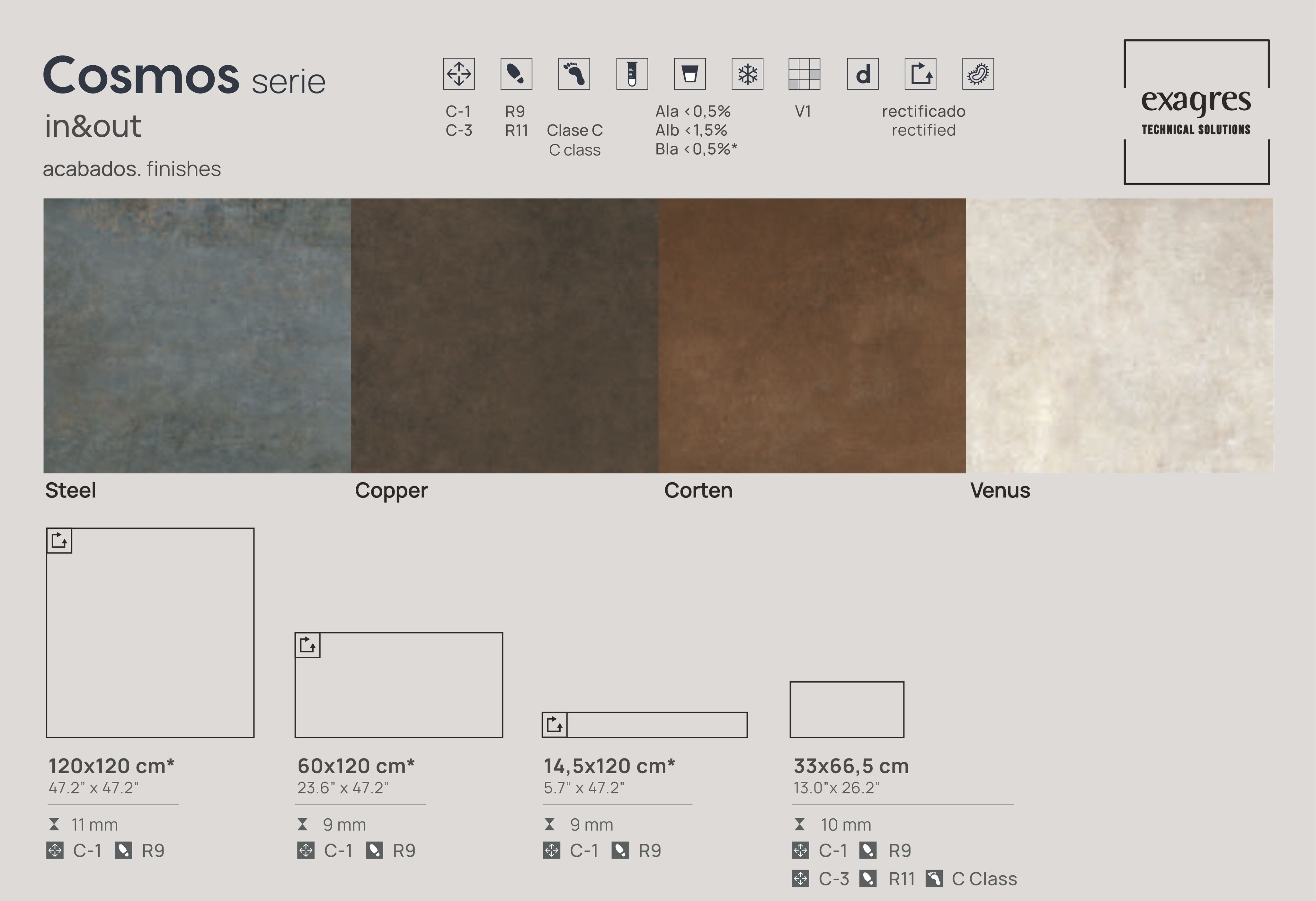 Плитка напольная клинкерная Cosmos Venus С1 60х120х0.92см матовая 2шт/1.44м2/уп Exagres купить в Санкт-Петербурге
