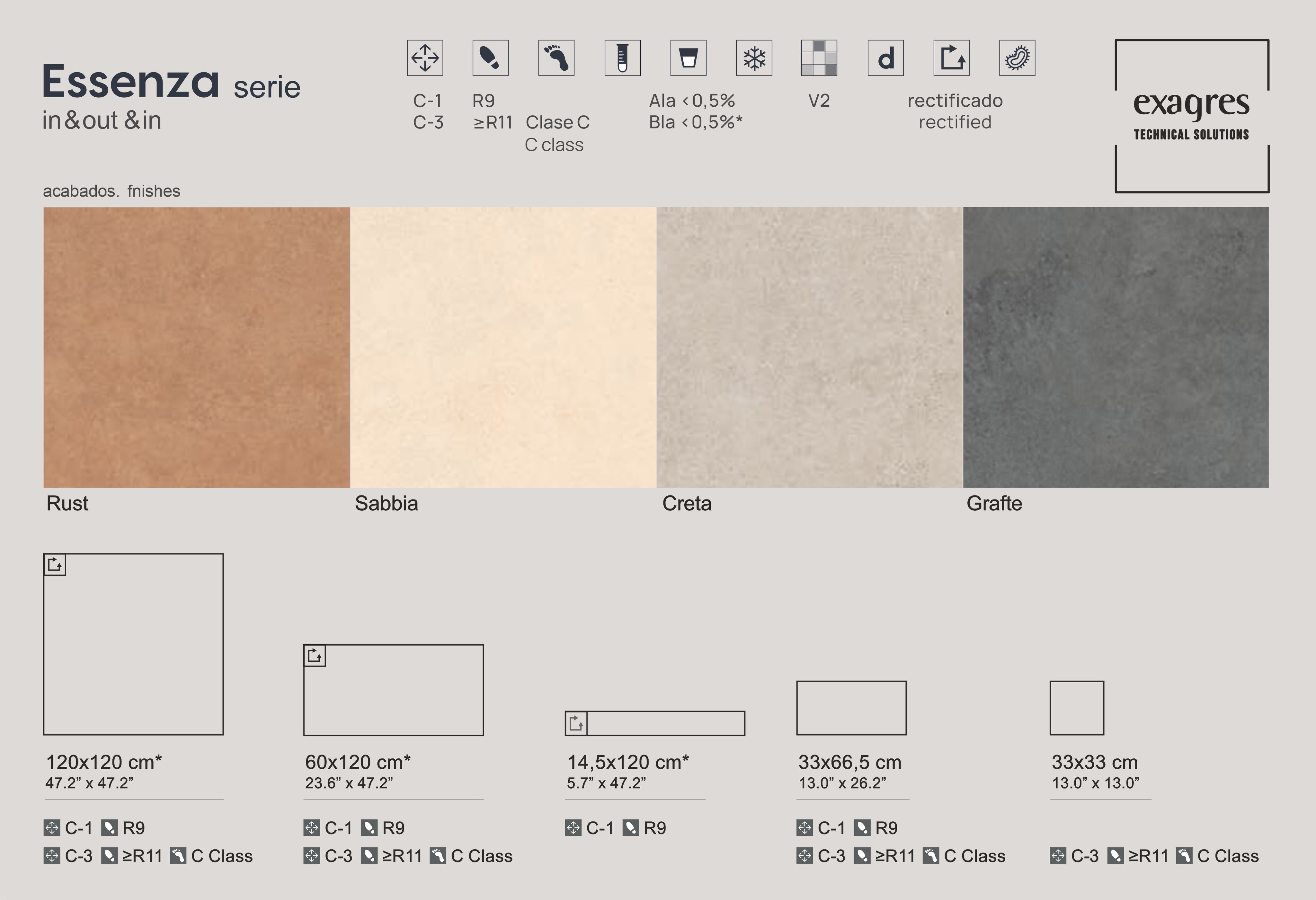 Плитка напольная клинкерная Essenza Sabbia С3 33х33х0.8см антислип 9шт/1м2/уп Exagres купить в Санкт-Петербурге