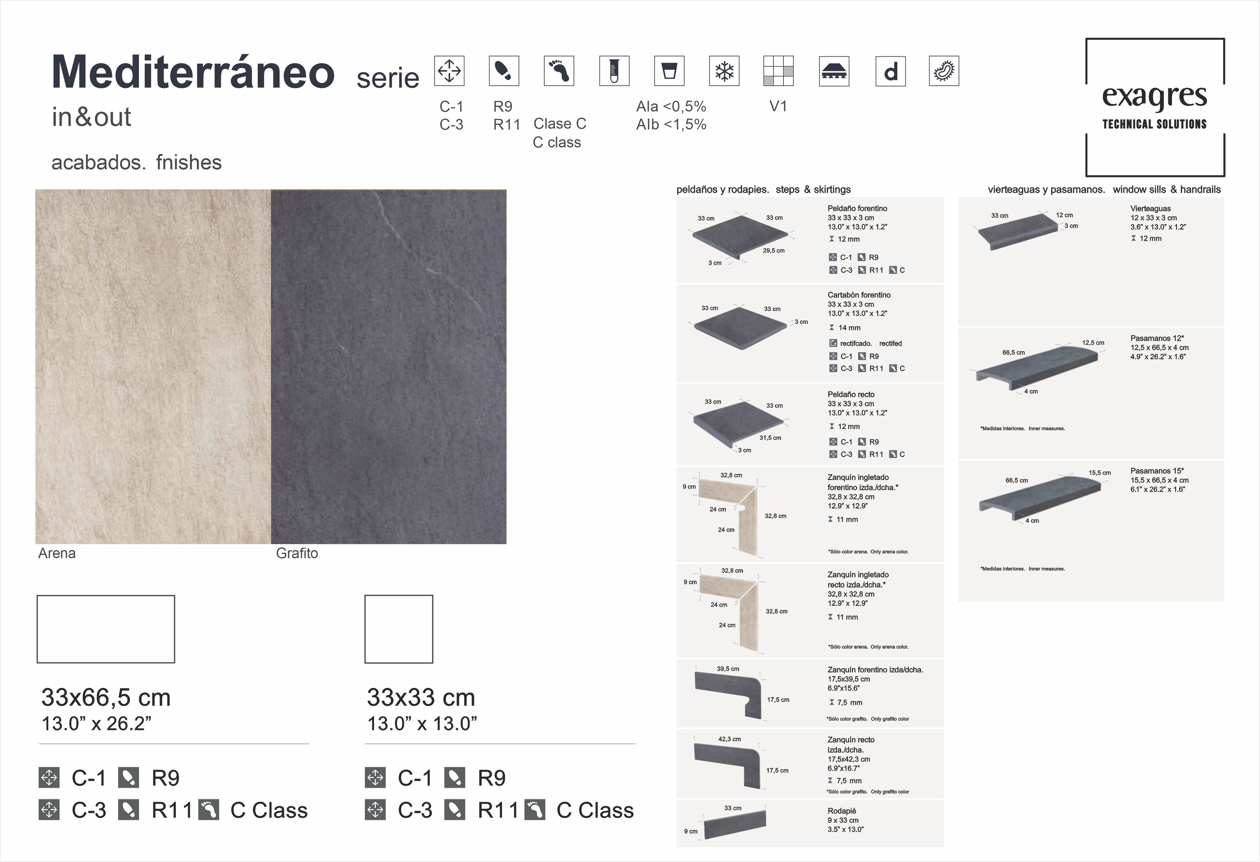 Ступень фронтальная Peldano Florentino Mediterraneo Arena 33х33х1.2 антислип Exagres купить в Санкт-Петербурге