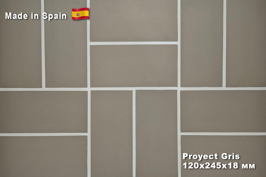 Плитка тротуарная Proyect Gris Base 12х24.5х1.8 антислип 18шт/упак Exagres купить в Санкт-Петербурге