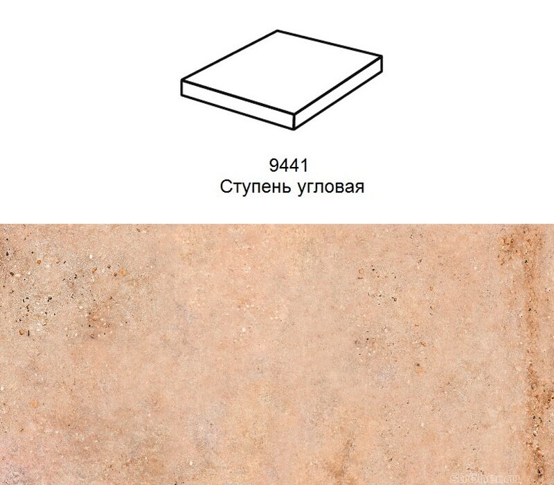 Ступень угловая Stroher 9441 Loft Gravel прямоугольная 961 brown 340х340х35х11мм 1шт/уп, Ступень угловая Stroher 9441 Loft Gravel прямоугольная 961 brown 340х340х35х11мм 1шт/уп