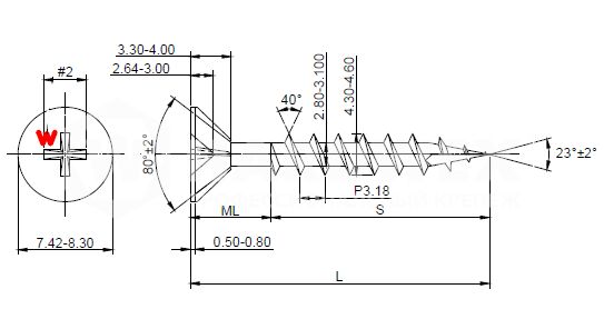 DECOVER Винты по дереву для HWX1-GF-SP-4.2х38мм Phillips №2 GREY E-COAT 300шт/упак