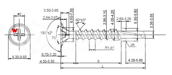 DECOVER Винты самосверлящие по металу для HWX2-GE-P9 4.2х32мм Phillips №2 GREY E-COAT 300шт/упак