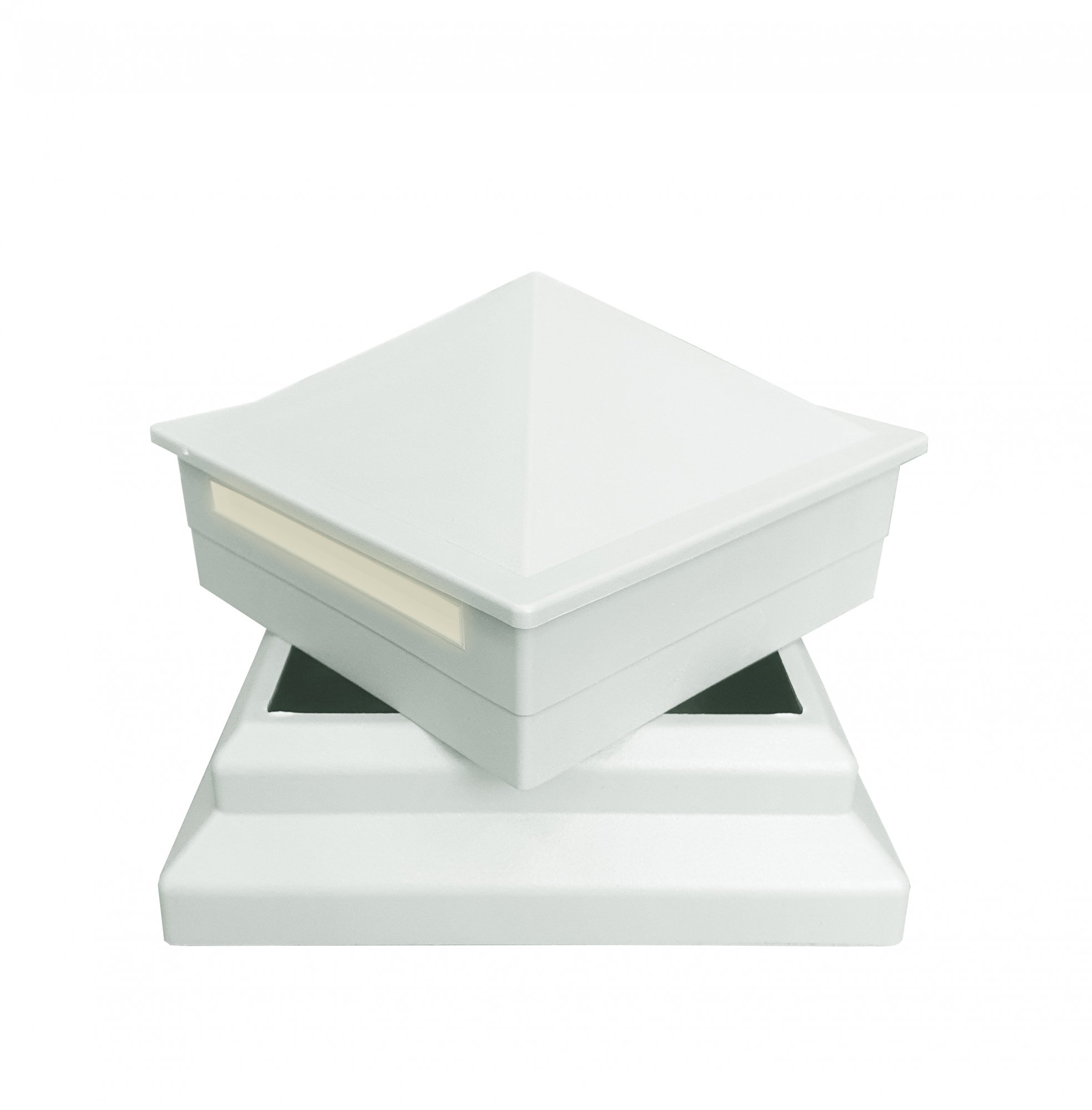 Комплект для столба (крышка+светильник+рамка) ТЕРРАпол ПРАКТИК Белый 100х100мм с подсветкой LED купить в Санкт-Петербурге