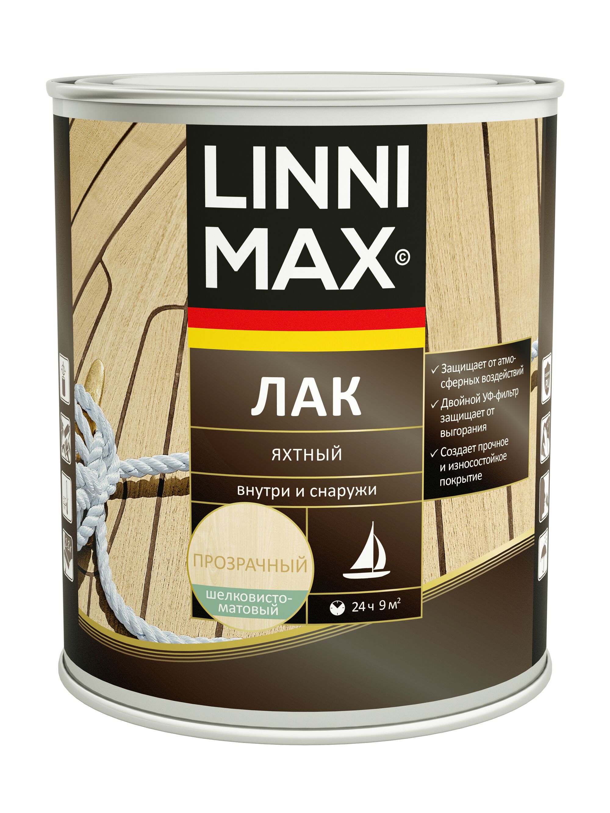 Лак Яхтный шелковисто-матовый 0,75л алкидно-уретановый LINNIMAX, Лак Яхтный шелковисто-матовый 0,75л алкидно-уретановый LINNIMAX