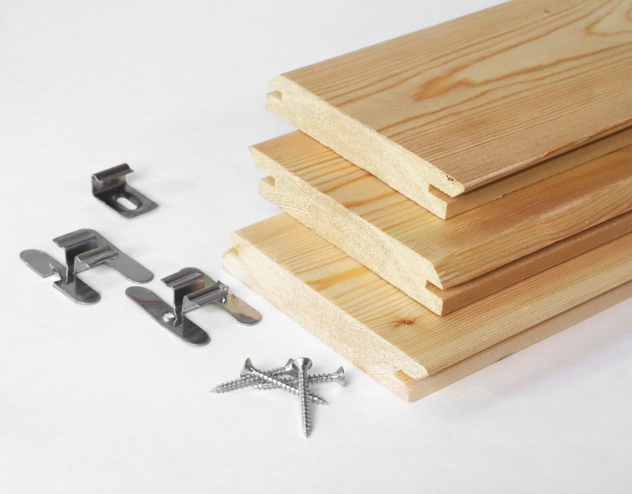 Комплект БлицПланк Доска террасная Лиственница 28х140х2000мм-3шт с ОЦ крепежом д/деревянной лаги купить в Санкт-Петербурге