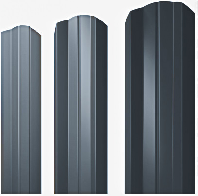 Металлический штакетник М-образный фигурный PE двусторонний 0.45мм, Штакетник М-образный фигурный А GL 0.45мм ПЭ двусторонний 7024 (темно-серый) {длины по спецификации}