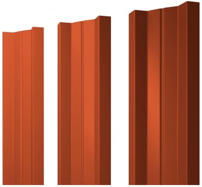 Металлический штакетник М-образный прямой оранжевый 2004