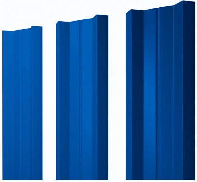 Металлический штакетник М-образный прямой синий 5005