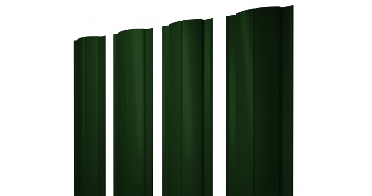 Металлический штакетник Полукруглый Slim прямой темно-зеленый 6005