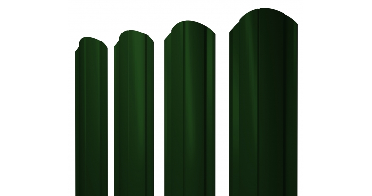Металлический штакетник Полукруглый Slim фигурный PE 0.45мм, Штакетник Полукруглый Slim фигурный GL 0.45мм 6005 (темно-зеленый) ПЭ {длины по спецификации}