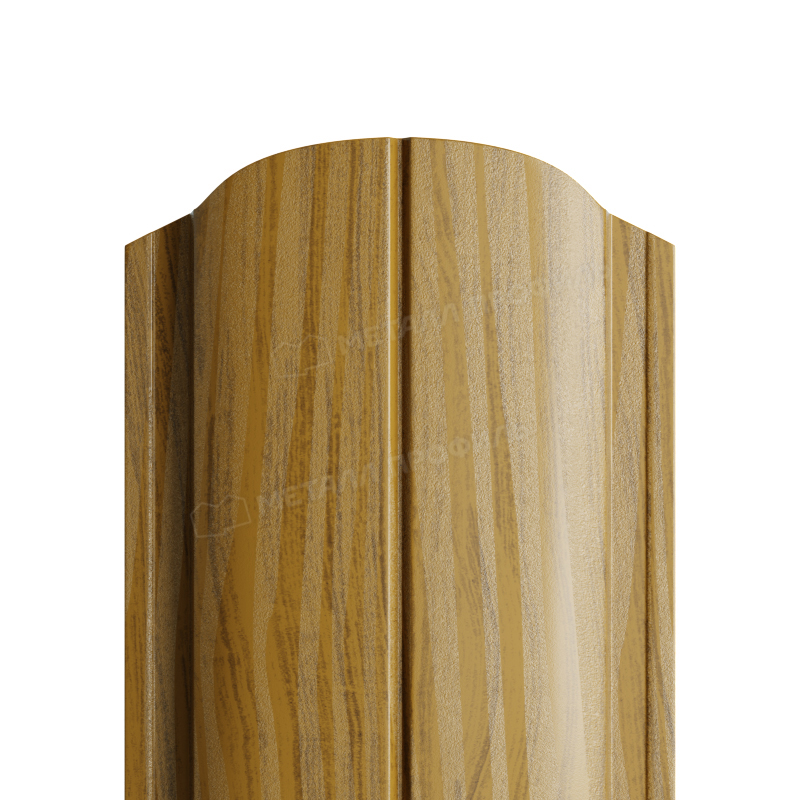 Штакетник металлический круглый МП ELLIPSE-O фигурный Ecosteel двусторонний золотой дуб текстурированный