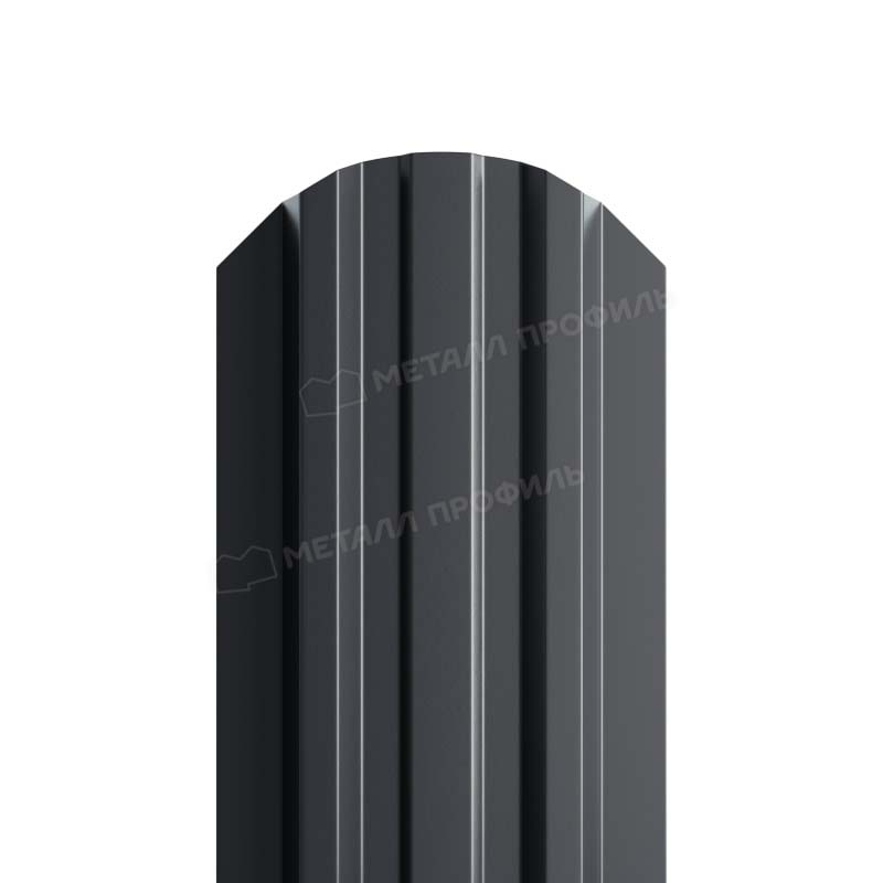 Штакетник металлический МП LANE-O фигурный NormanMP темно-серый 7024