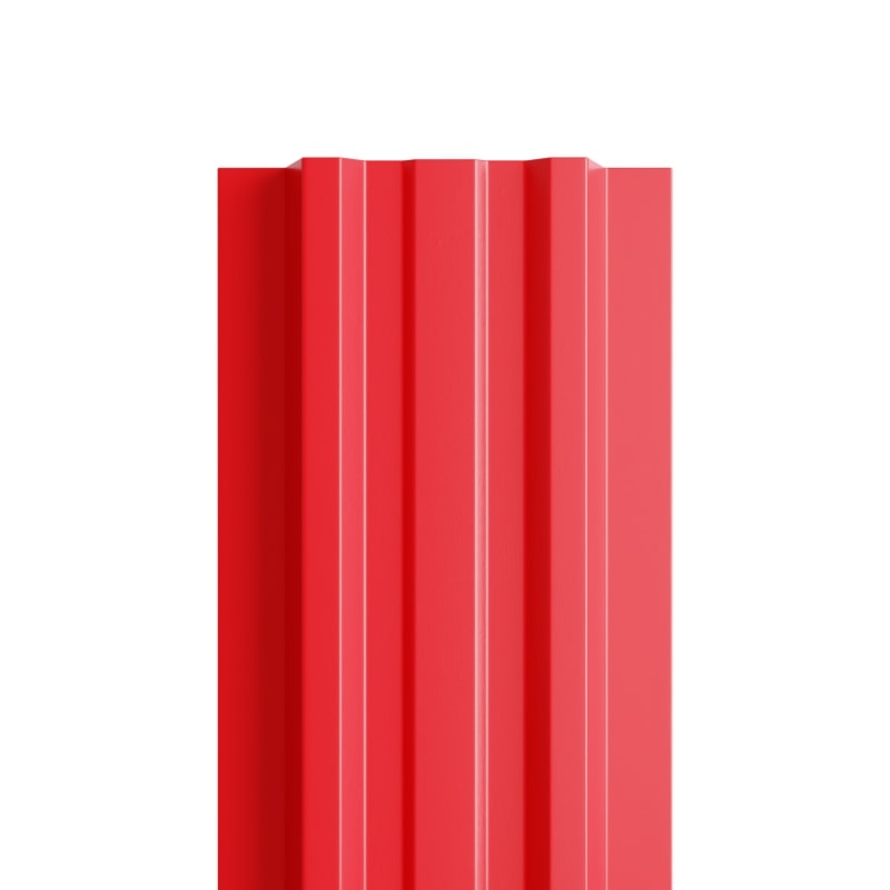 Штакетник металлический МП LANE-T прямой PE 0,45мм ярко-красный 3020