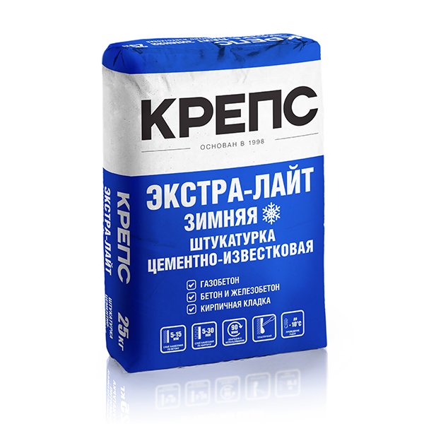 ЭКСТРА-ЛАЙТ 25кг Штукатурка цементно-известковая д/ручн и машин нанесения ЗИМА фр-ия 0.63мм КРЕПС купить в Санкт-Петербурге