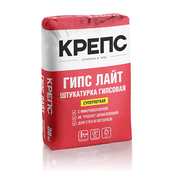 ГИПС ЛАЙТ 30кг Штукатурка гипсовая КРЕПС купить в Санкт-Петербурге