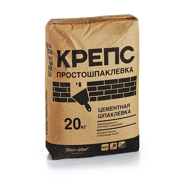 20кг Простошпаклевка базовая цементная КРЕПС купить в Санкт-Петербурге