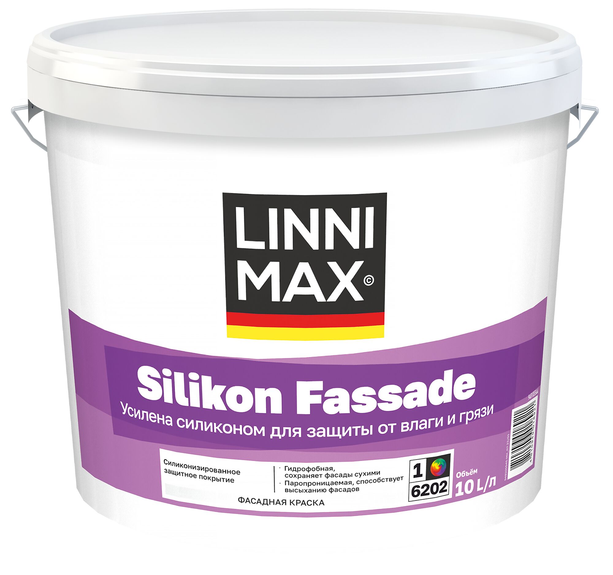 Silikon Fassade 10л Краска силикон модифицированная д/наружных работ База1 LINNIMAX, Silikon Fassade 10л Краска силикон модифицированная д/наружных работ База1 LINNIMAX