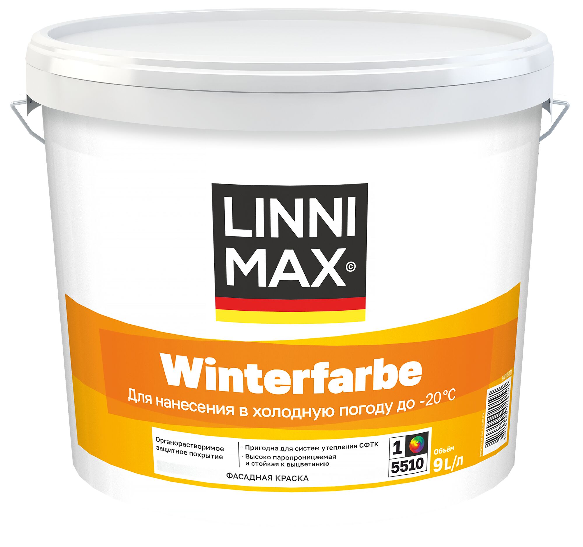 Winterfarbe 9л Краска органорастворимая д/наружных работ База1 LINNIMAX, Winterfarbe 9л Краска органорастворимая д/наружных работ База1 LINNIMAX