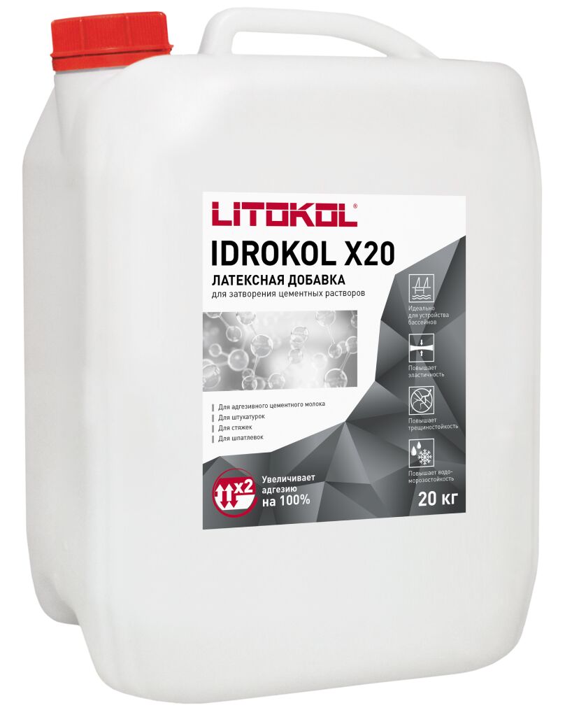 IDROKOL X20-м 20кг Добавка латексная для цементных составов белый LITOKOL, белый