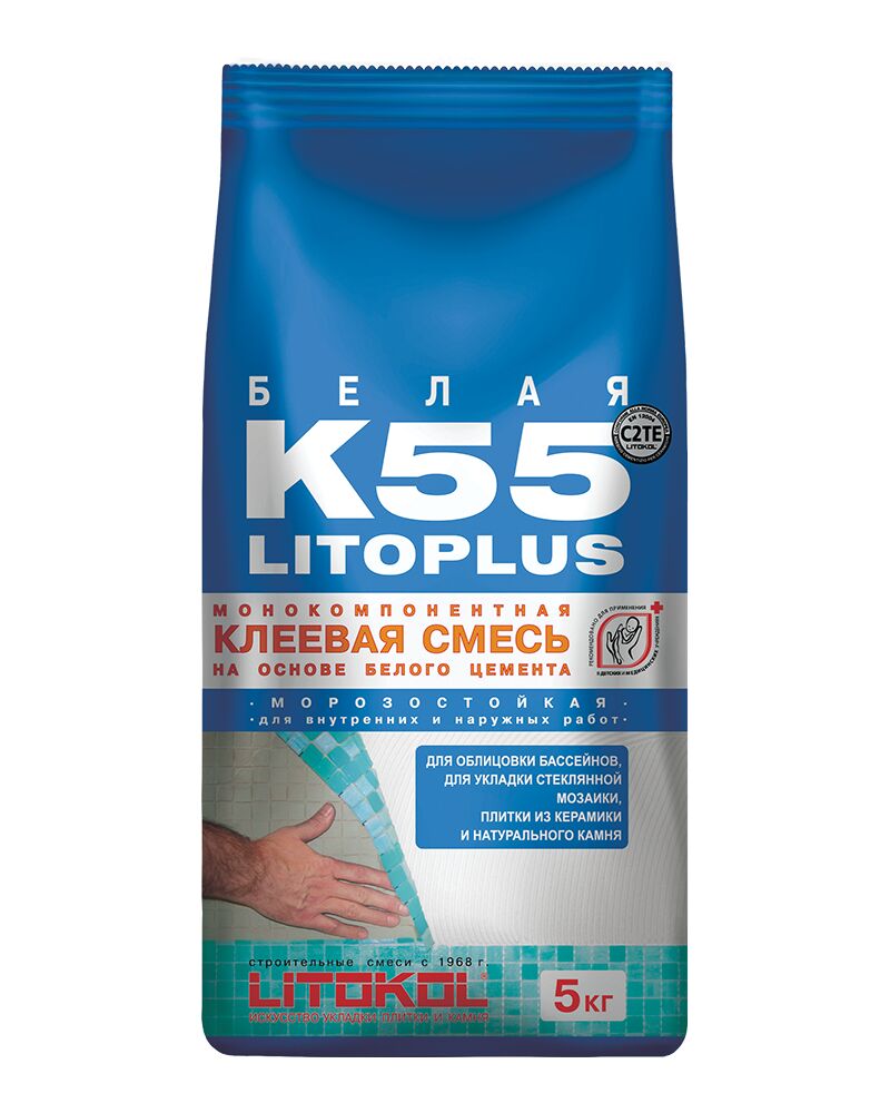 LITOPLUS K55 5кг Клей цементный белый LITOKOL, белый