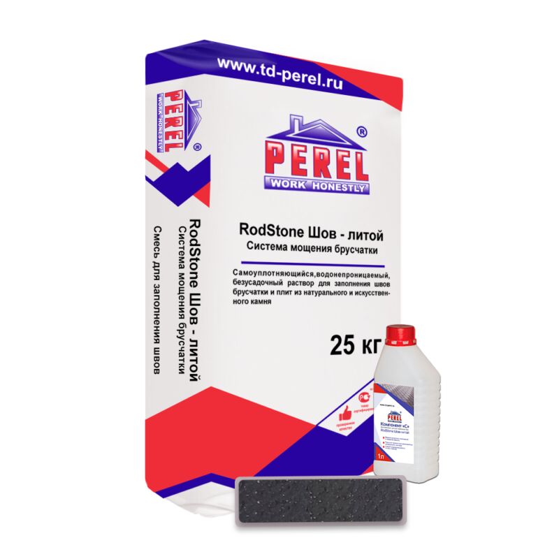 Perel «RodStone Шов-литой» 0949 Черный 25 кг, чёрный купить в Москве Perel «RodStone Шов-литой» 0949 Черный 25 кг, чёрный