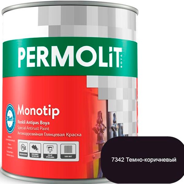 MONOTIP 0.75л краска глянц антикоррозионная 3в1 parlak темно-коричневый PERMOLIT купить в Санкт-Петербурге