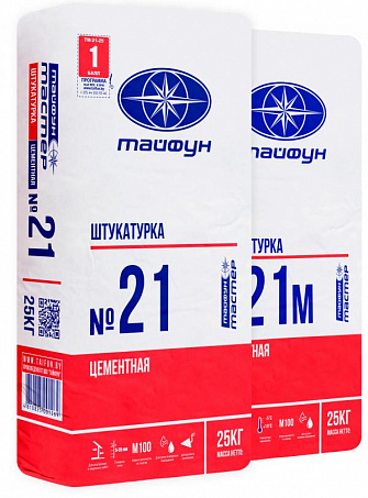 ТАЙФУН МАСТЕР № 21М 25кг Штукатурка цементная универсальная зимняя купить в Санкт-Петербурге