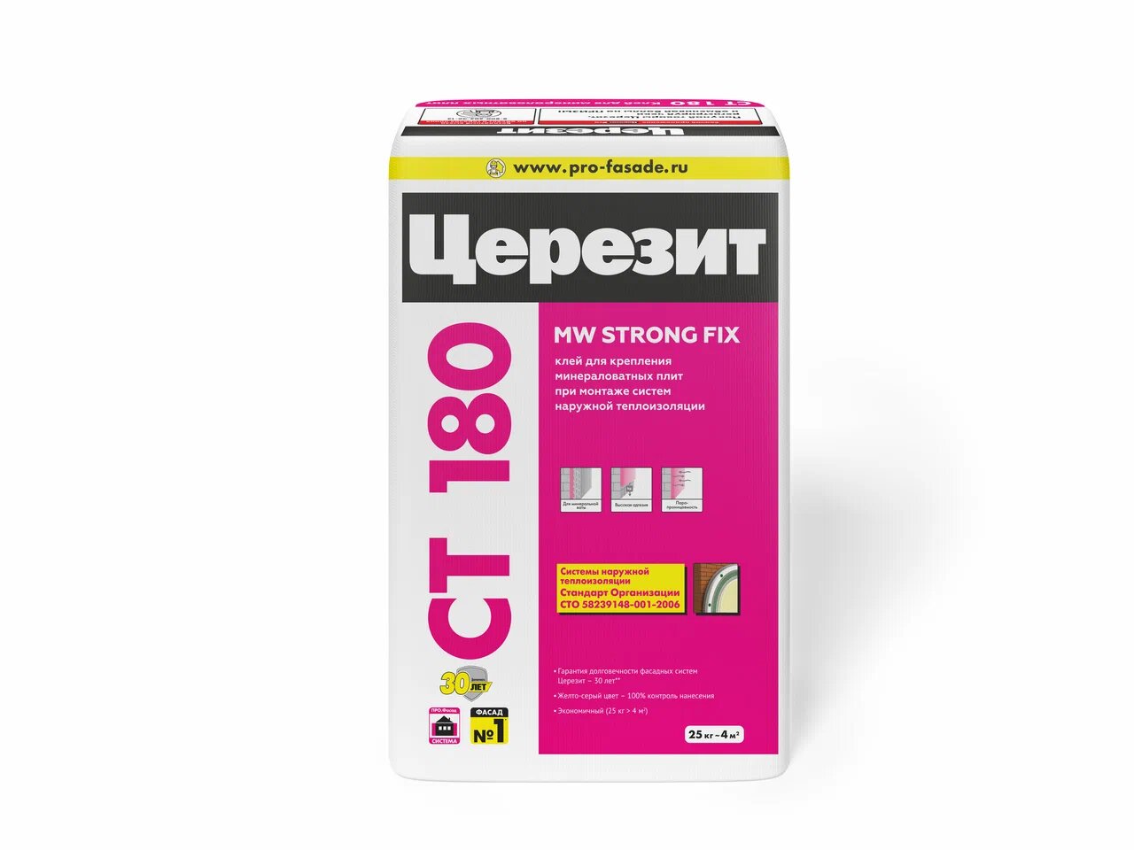 CT 180/25 кг Церезит клей д/плит из минеральной ваты, белый