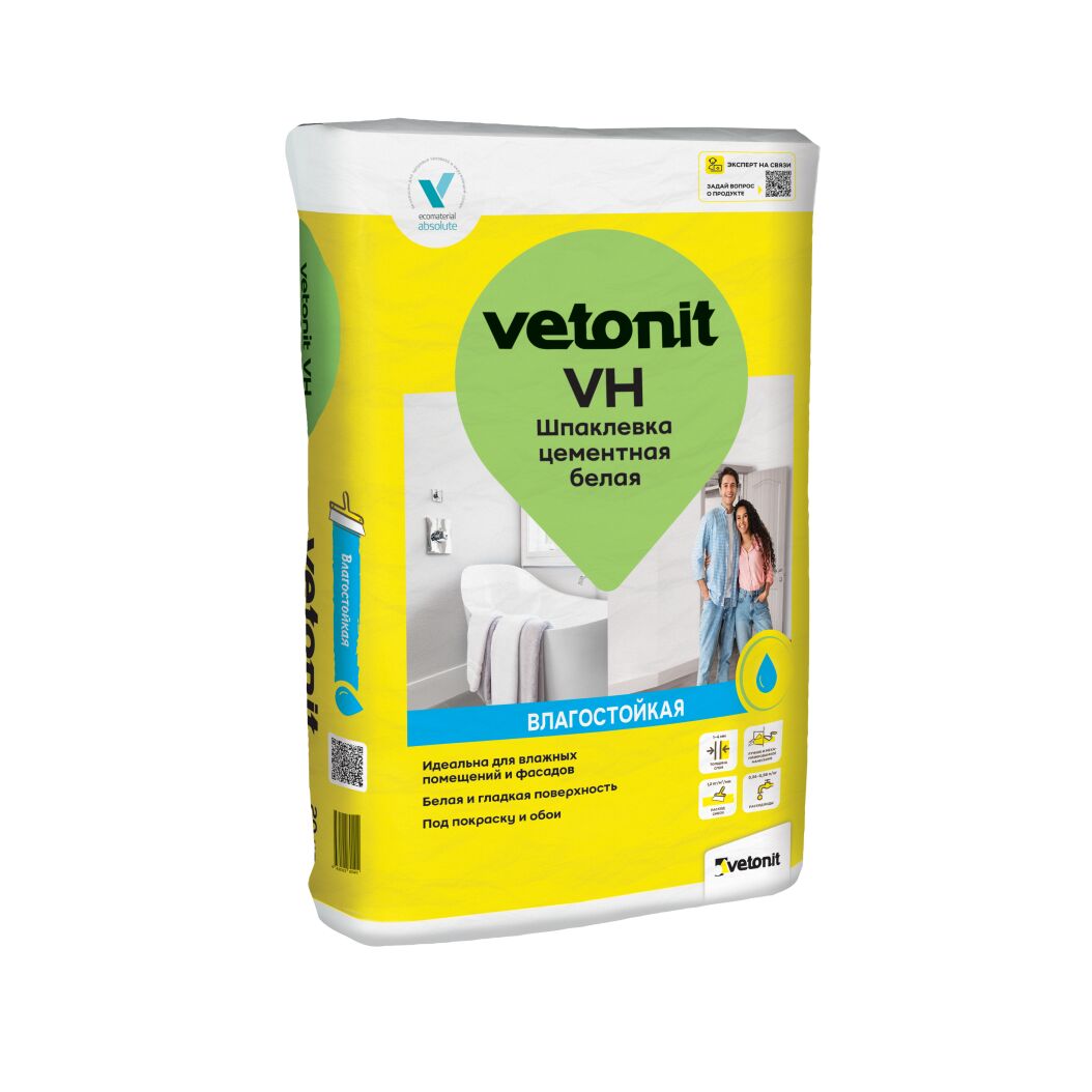 Шпаклевка цементная Vetonit VH белый 20кг, белый