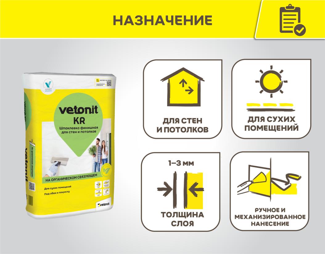 Шпаклевка финишная Vetonit KR20 белый 20кг купить в Москве Шпаклевка финишная Vetonit KR20 белый 20кг