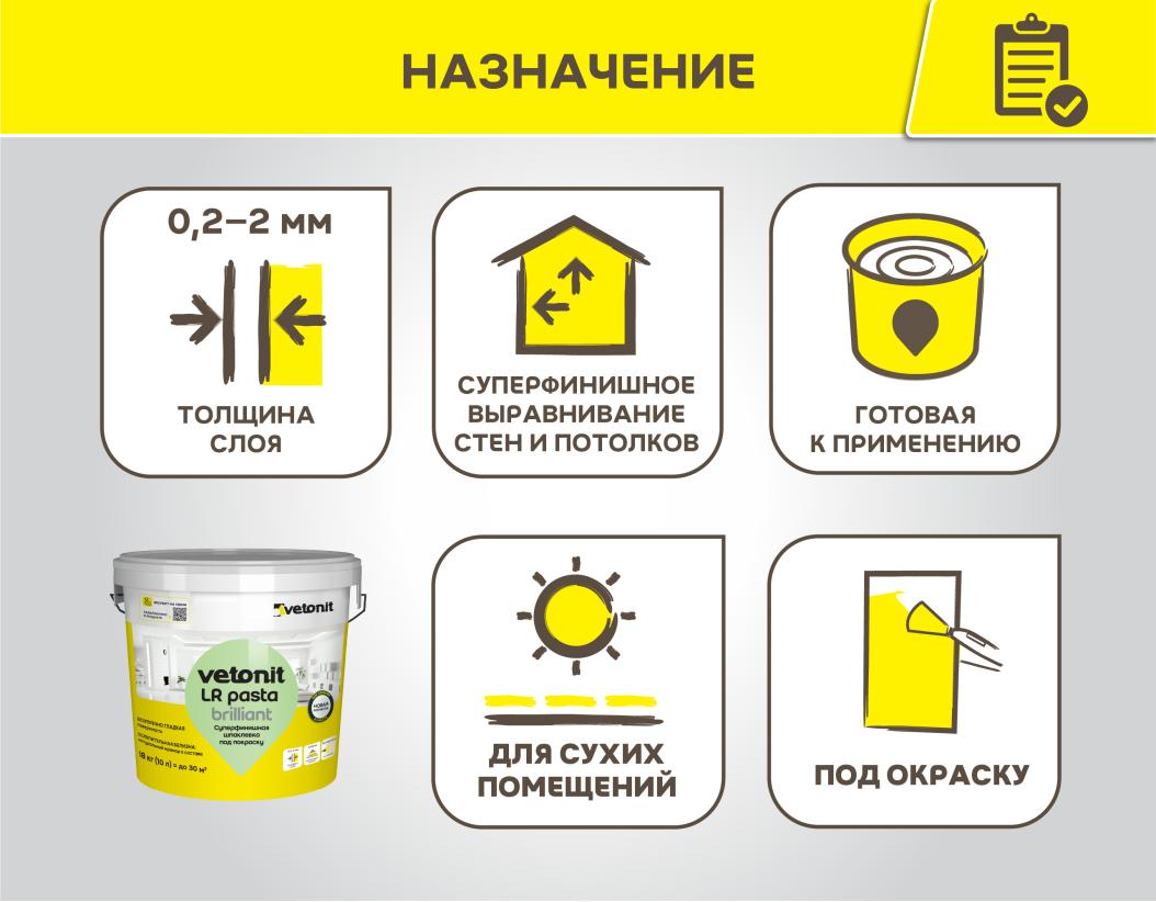 Шпаклевка готовая суперфинишная Vetonit LR pasta brilliant белый 18кг купить в Санкт-Петербурге