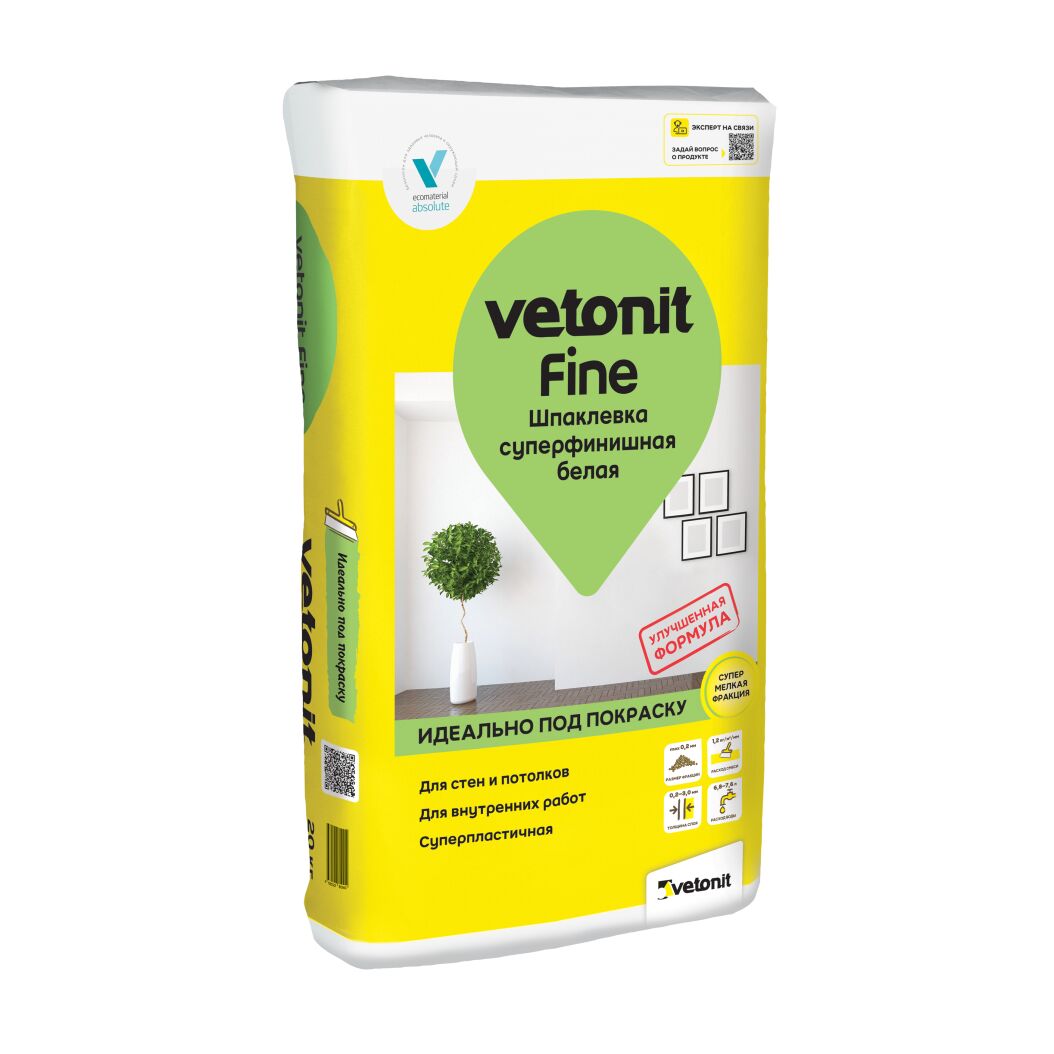 Шпаклевка суперфинишная Vetonit fine белый 20кг купить в Санкт-Петербурге