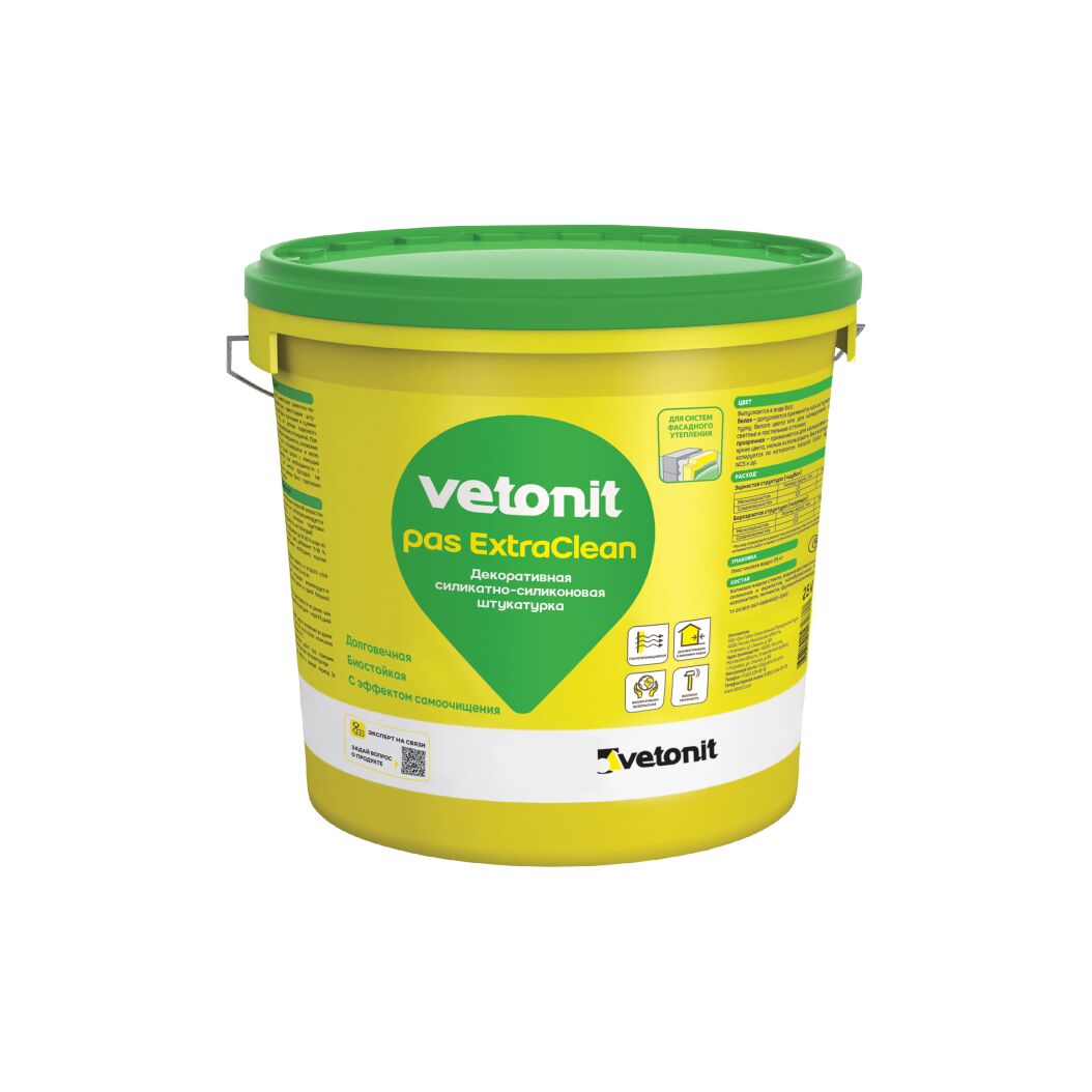 Штукатурка силикатно-силиконовая vetonit pas extraclean 1.5мм Штукатурка силикатно-силиконовая vetonit pas extraclean 1.5мм