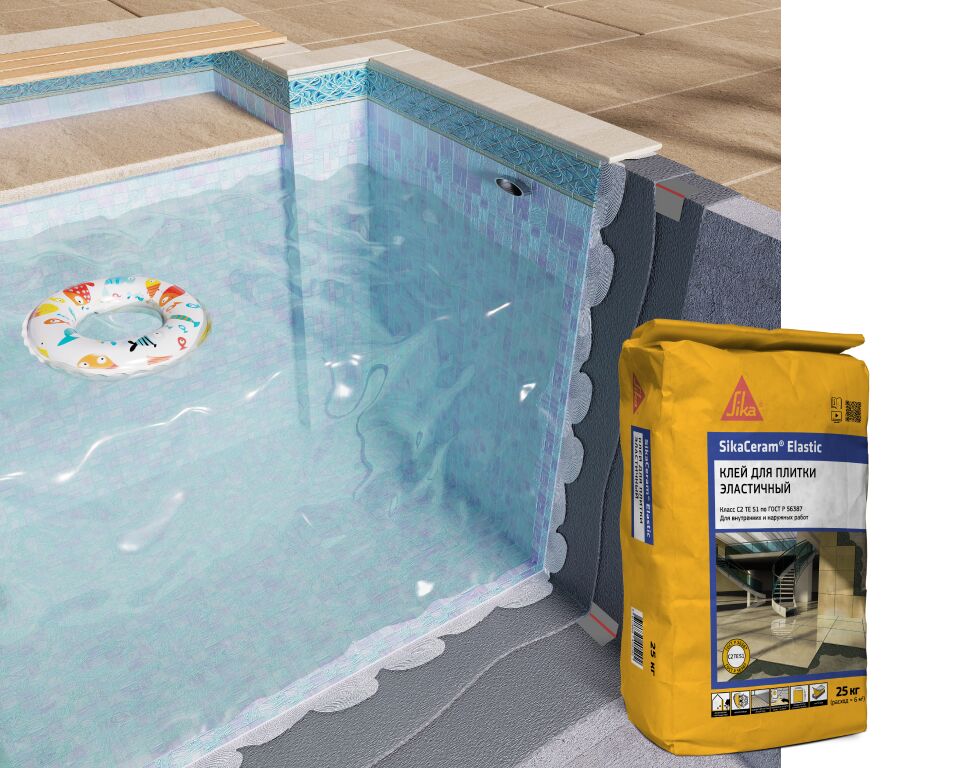 SikaCeram Elastic Высококачественный эластичный цементный плиточный клей для внутренних и наружных работ купить в Санкт-Петербурге