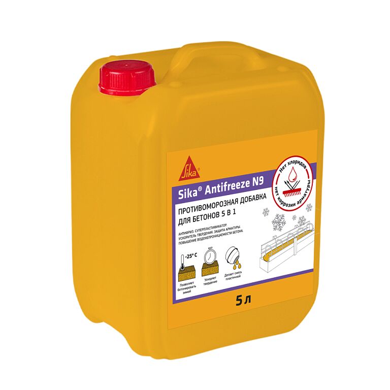 Sika Antifreeze N9 5л Ускоритель набора прочности, пластификатор бетона, антимороз купить в Санкт-Петербурге